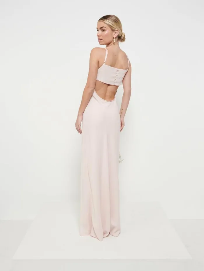 Pretty Lavish Chiffon Bridesmaid Dresses Women Keisha Chiffon Maxi Bridesmaid Dress Blush