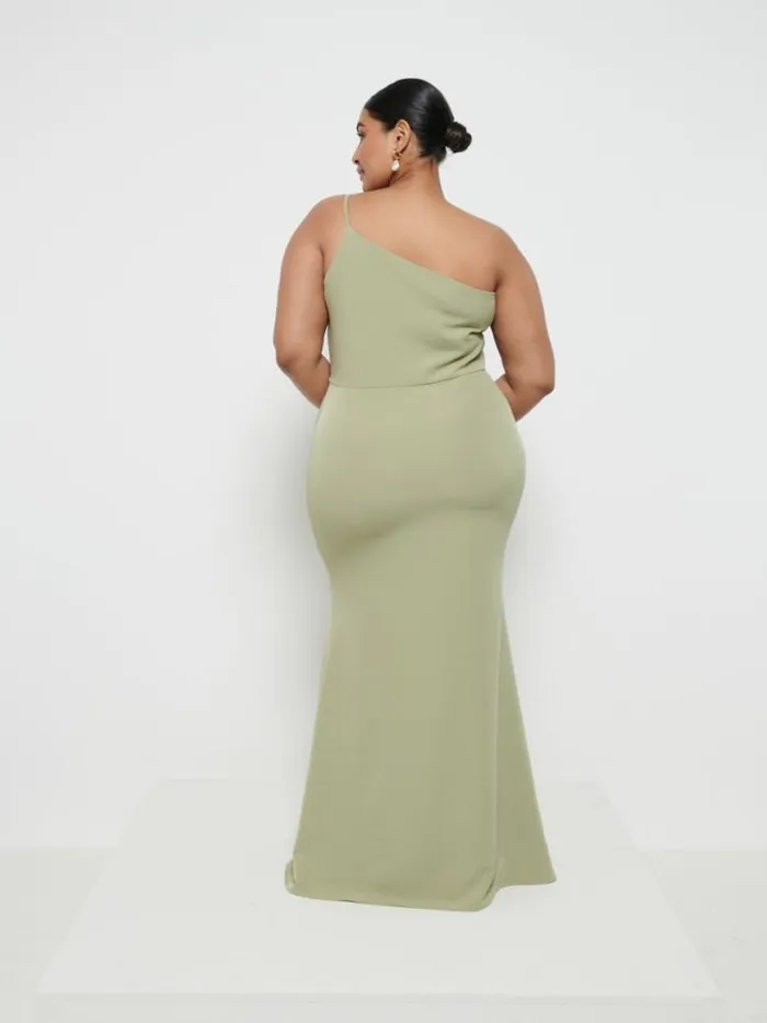 Pretty Lavish Crepe Bridesmaid Dresses Women Amelia Crepe Maxi Bridesmaid Dress Curve Olive