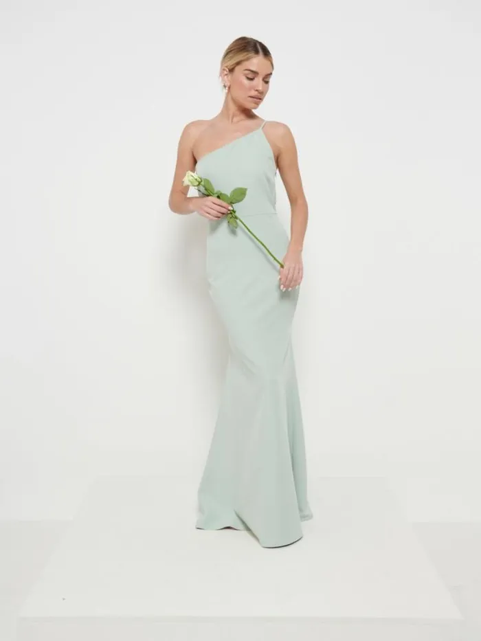 Pretty Lavish Crepe Bridesmaid Dresses Women Amelia Crepe Maxi Bridesmaid Dress Sage
