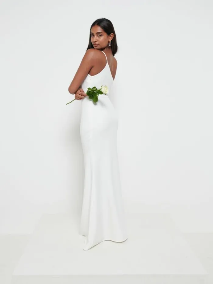 Pretty Lavish Crepe Bridesmaid Dresses Women Amelia Crepe Maxi Dress Ivory