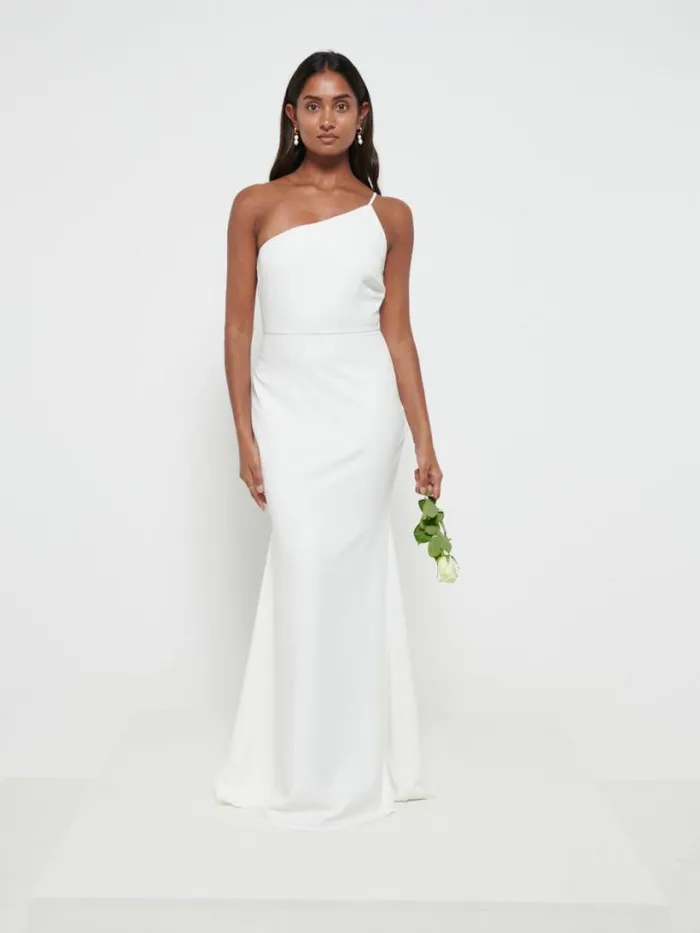 Pretty Lavish Crepe Bridesmaid Dresses Women Amelia Crepe Maxi Dress Ivory