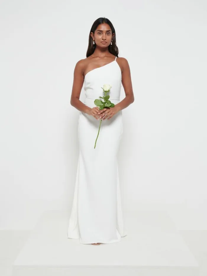 Pretty Lavish Crepe Bridesmaid Dresses Women Amelia Crepe Maxi Dress Ivory