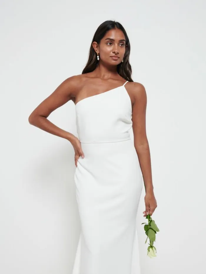 Pretty Lavish Crepe Bridesmaid Dresses Women Amelia Crepe Maxi Dress Ivory
