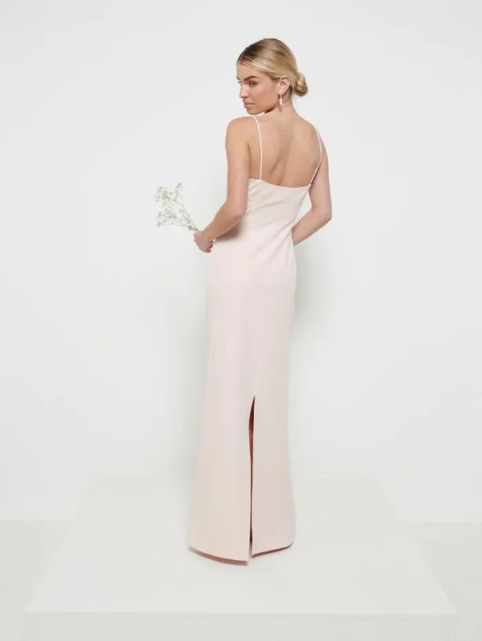Pretty Lavish Crepe Bridesmaid Dresses Women Tillie VNeck Maxi Bridesmaid Dress Blush