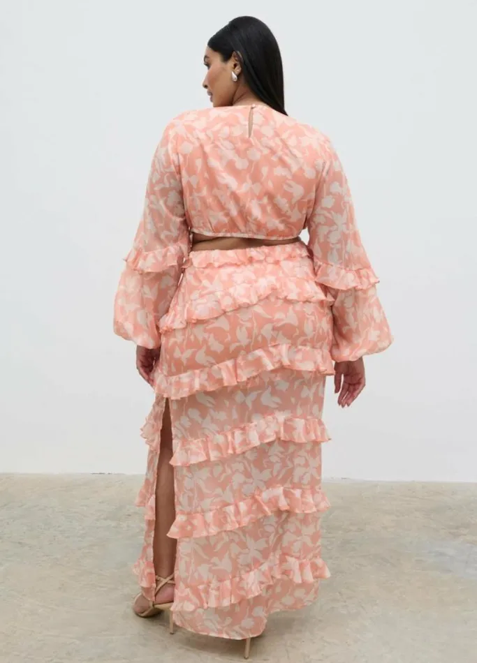 Pretty Lavish Curve Women Evie Maxi Dress Curve Terracotta Petal