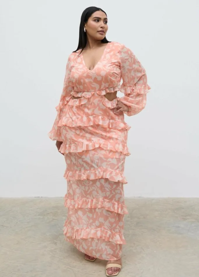 Pretty Lavish Curve Women Evie Maxi Dress Curve Terracotta Petal