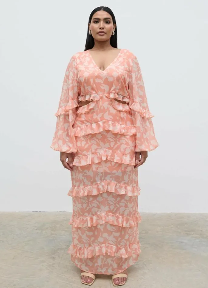 Pretty Lavish Curve Women Evie Maxi Dress Curve Terracotta Petal