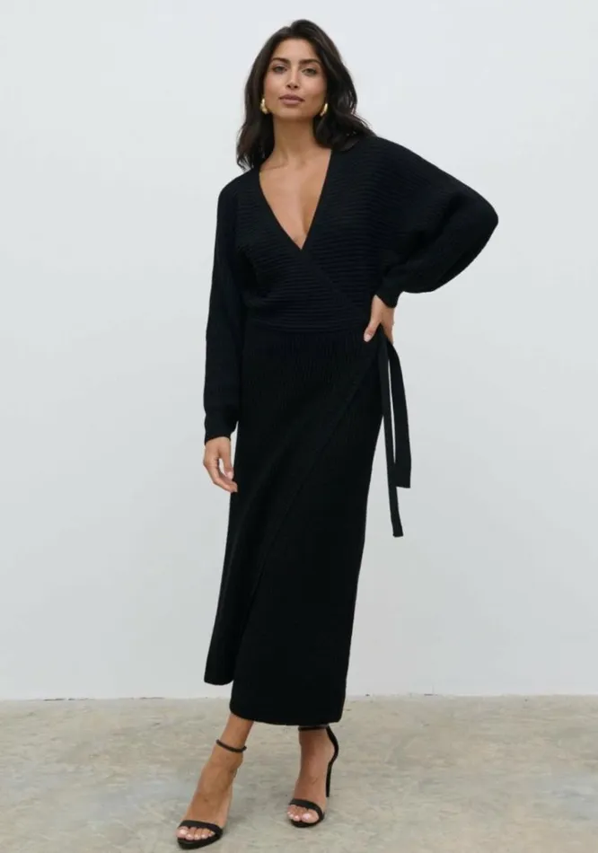 Pretty Lavish Dresses Women Aidan Cosy Wrap Dress Black