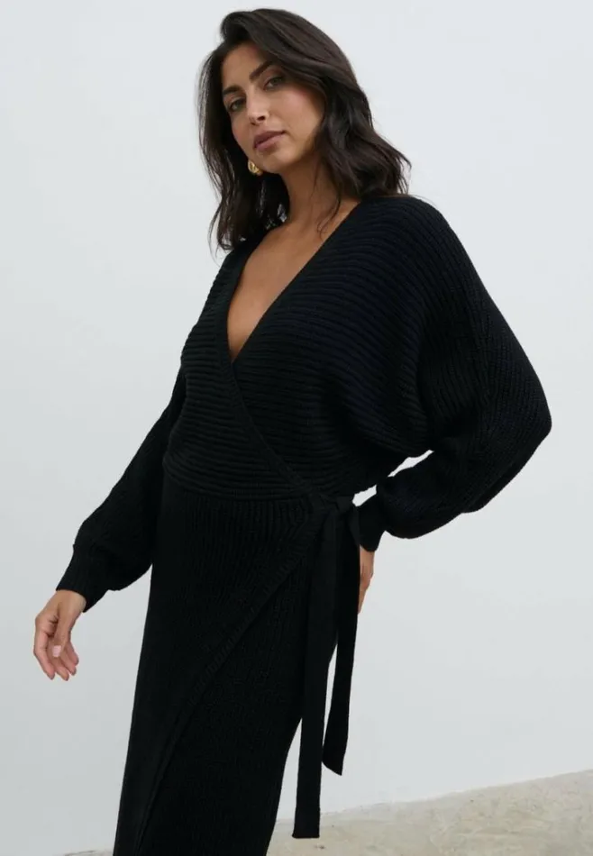 Pretty Lavish Dresses Women Aidan Cosy Wrap Dress Black