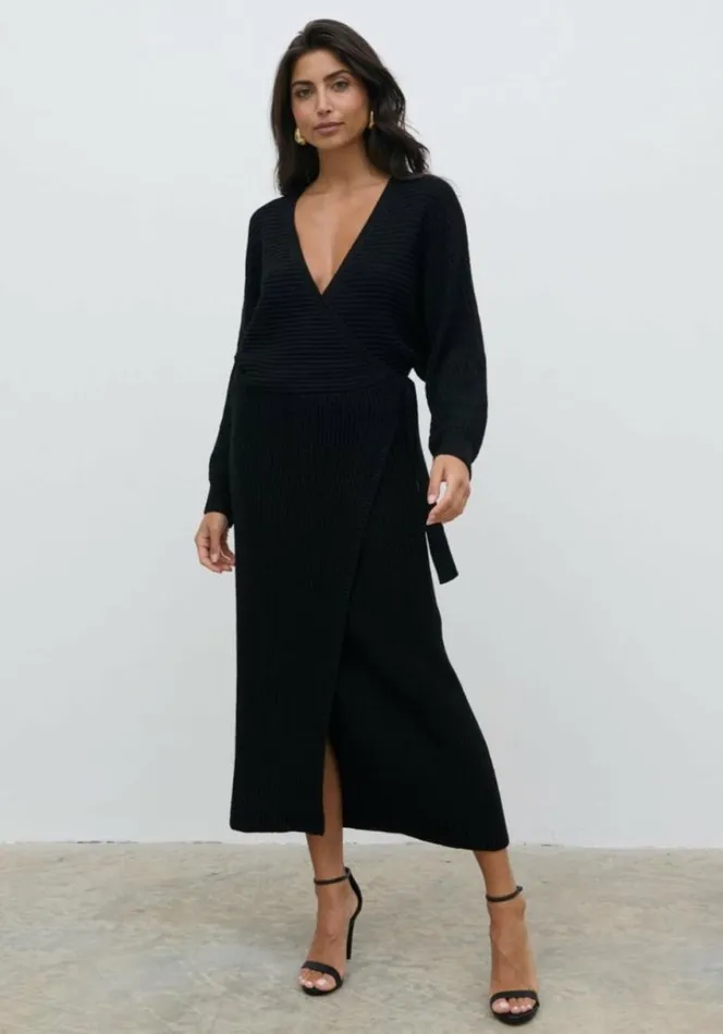 Pretty Lavish Dresses Women Aidan Cosy Wrap Dress Black
