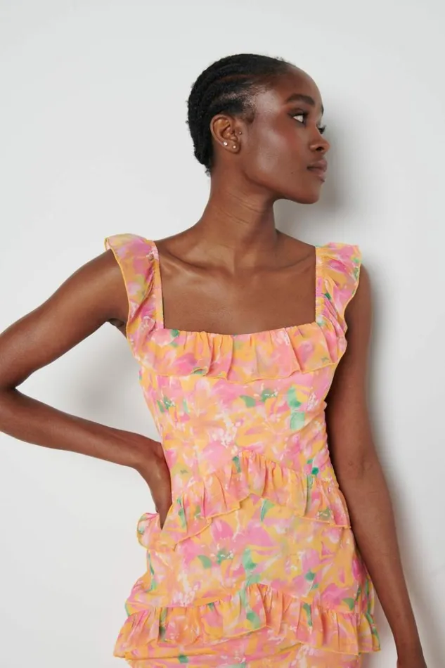 Pretty Lavish Dresses Women Cecile Maxi Dress Orange And Pink Floral