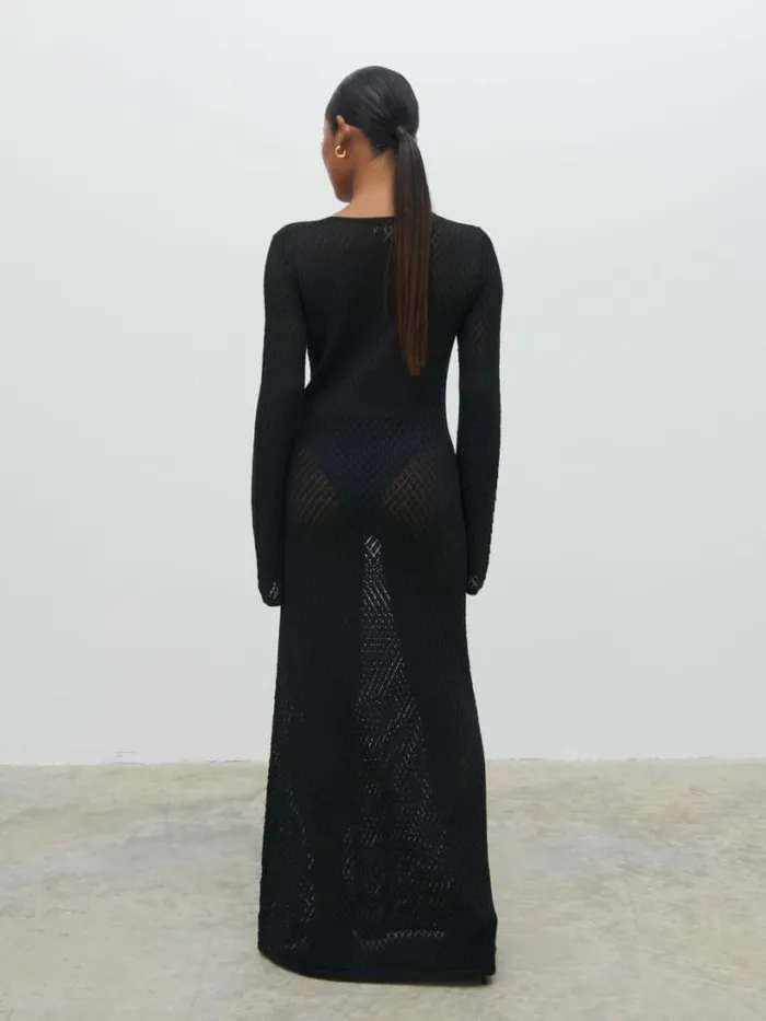 Pretty Lavish Dresses Women Croisette Knit Beaded Midaxi Dress Black