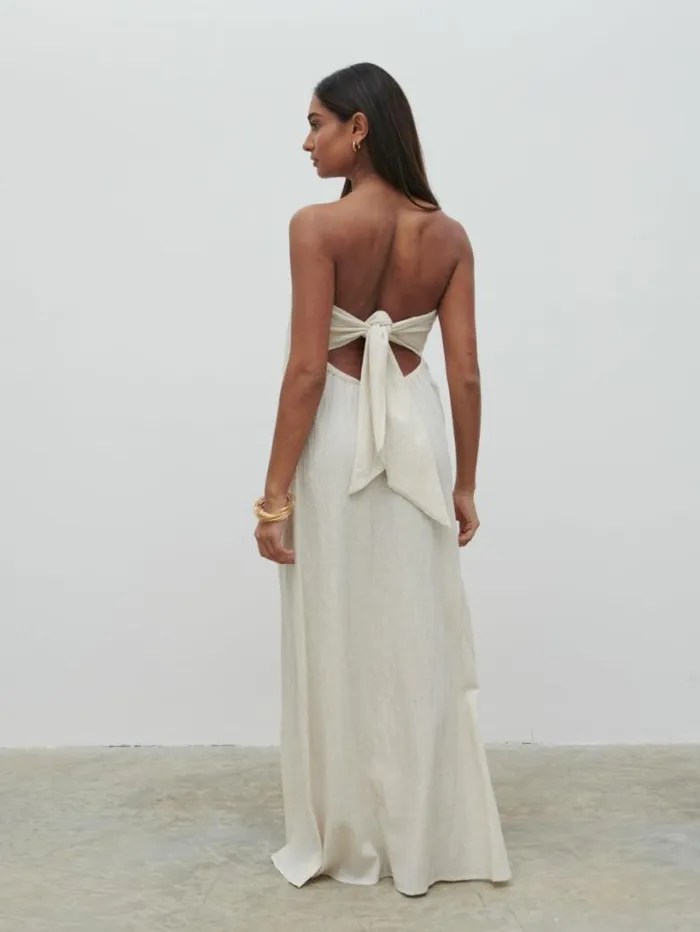 Pretty Lavish Dresses Women Demi Bandeau Maxi Dress Beige