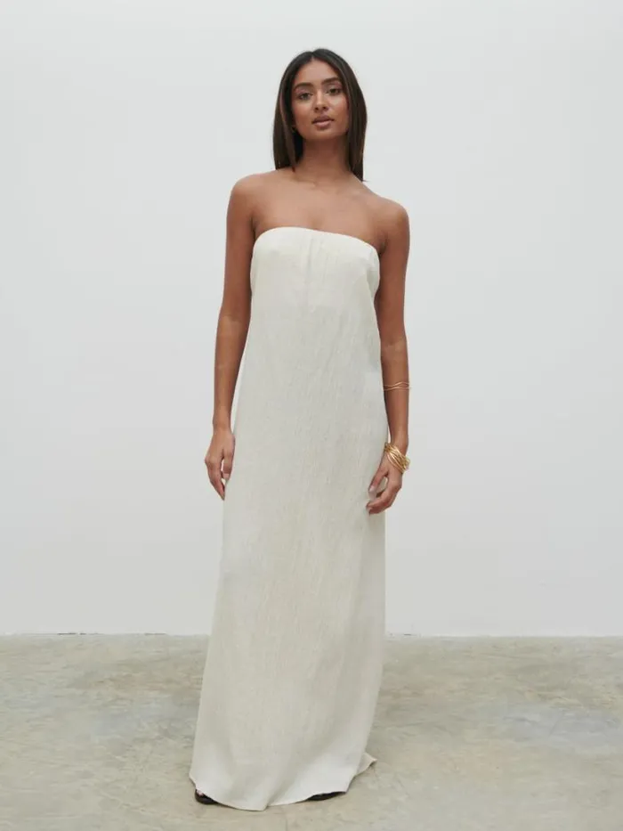 Pretty Lavish Dresses Women Demi Bandeau Maxi Dress Beige