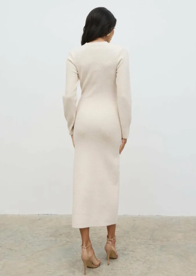 Pretty Lavish Dresses Women Elena Cut Out Knit Midaxi Dress Cream