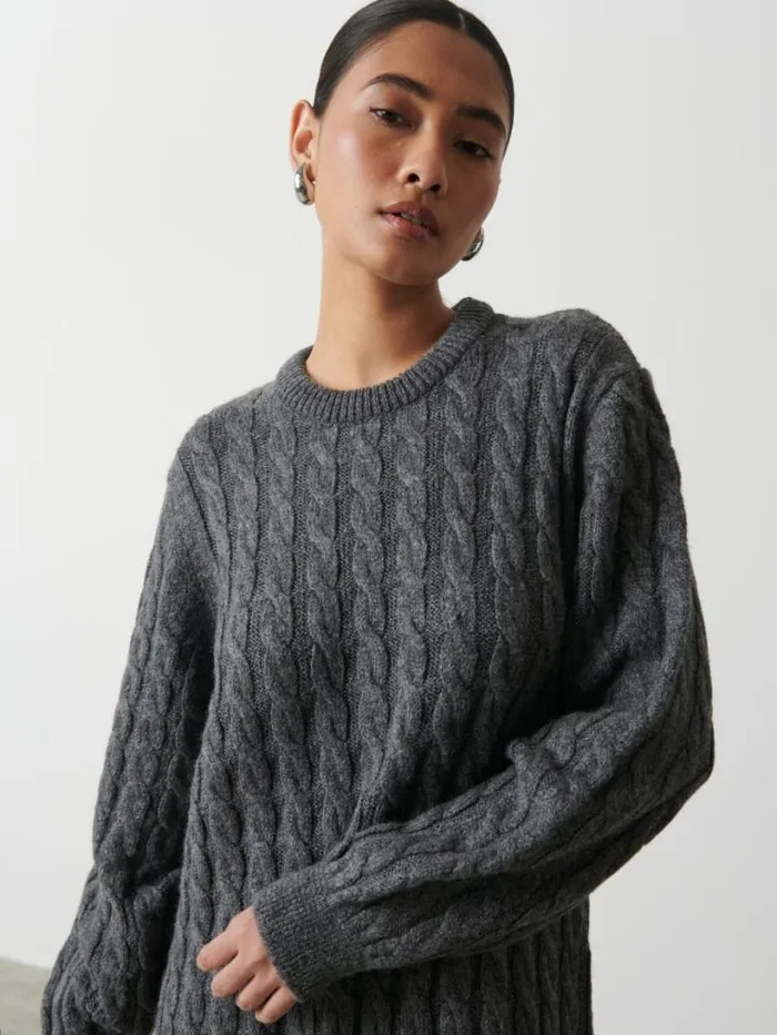Pretty Lavish Dresses Women Elisha Cable Knit Midaxi Dress Grey