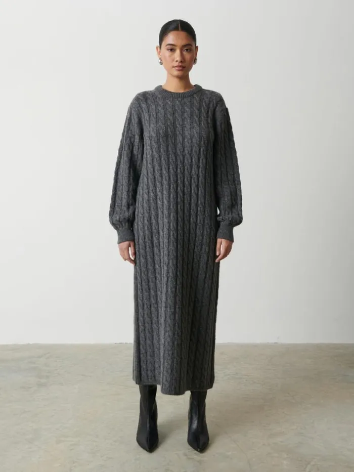 Pretty Lavish Dresses Women Elisha Cable Knit Midaxi Dress Grey