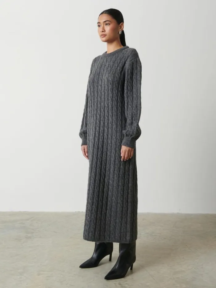 Pretty Lavish Dresses Women Elisha Cable Knit Midaxi Dress Grey