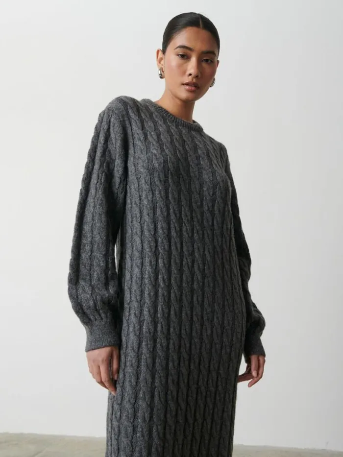 Pretty Lavish Dresses Women Elisha Cable Knit Midaxi Dress Grey