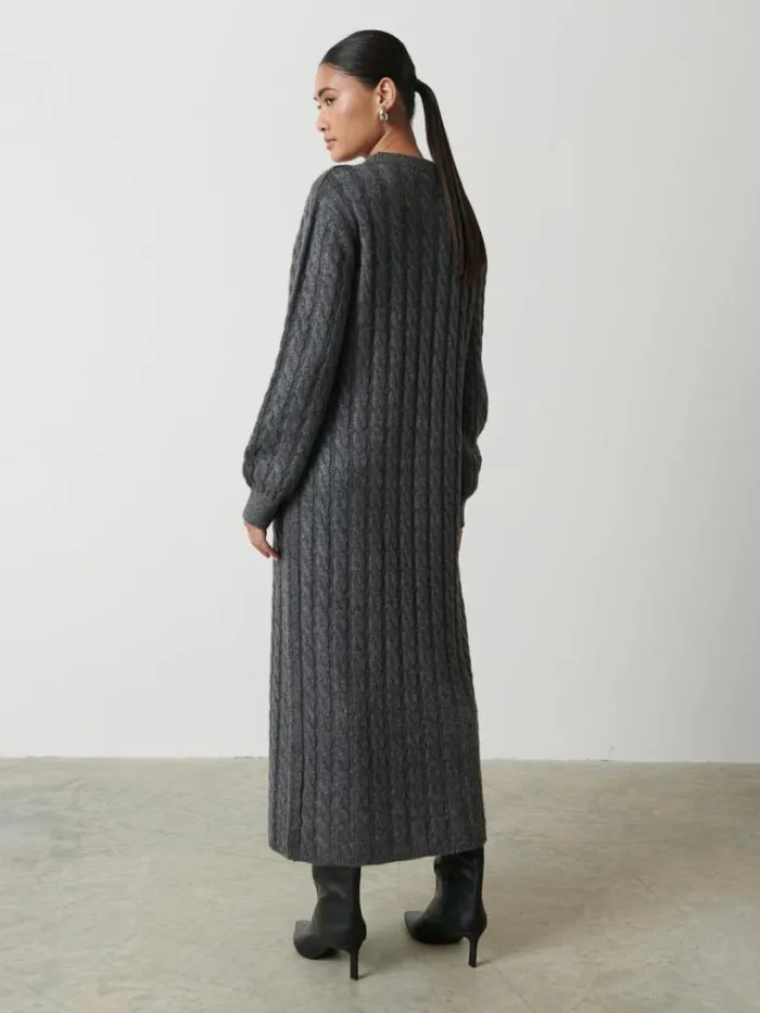 Pretty Lavish Dresses Women Elisha Cable Knit Midaxi Dress Grey