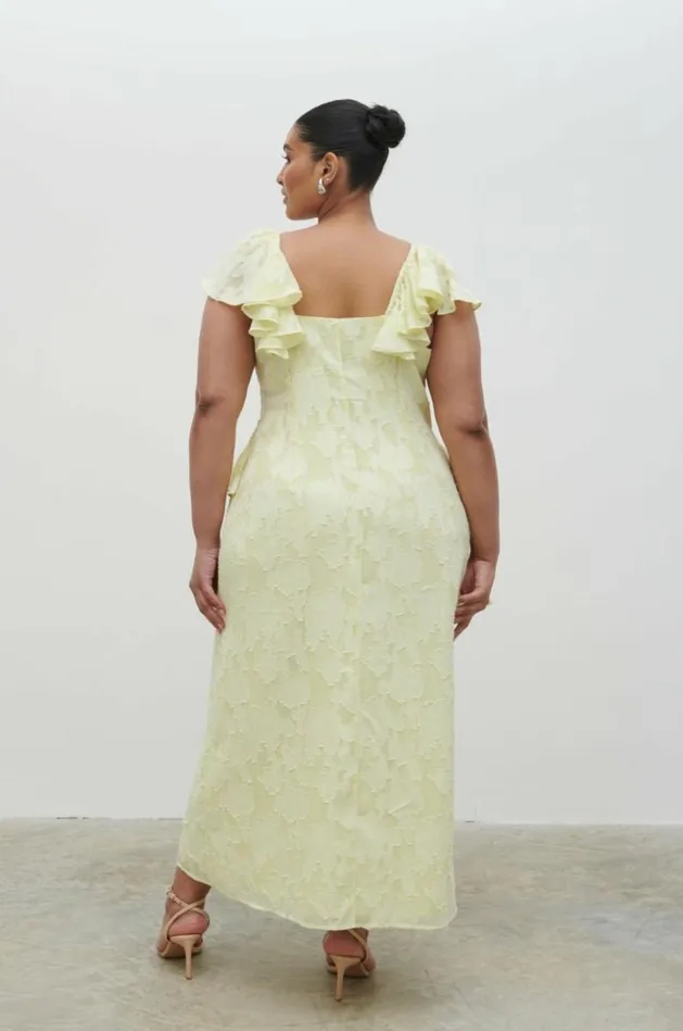 Pretty Lavish Dresses Women Eloise Ruffle Midaxi Dress Curve Yellow