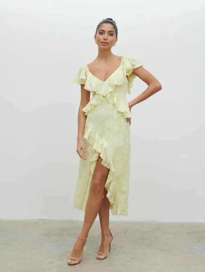 Pretty Lavish Dresses Women Eloise Ruffle Midaxi Dress Yellow