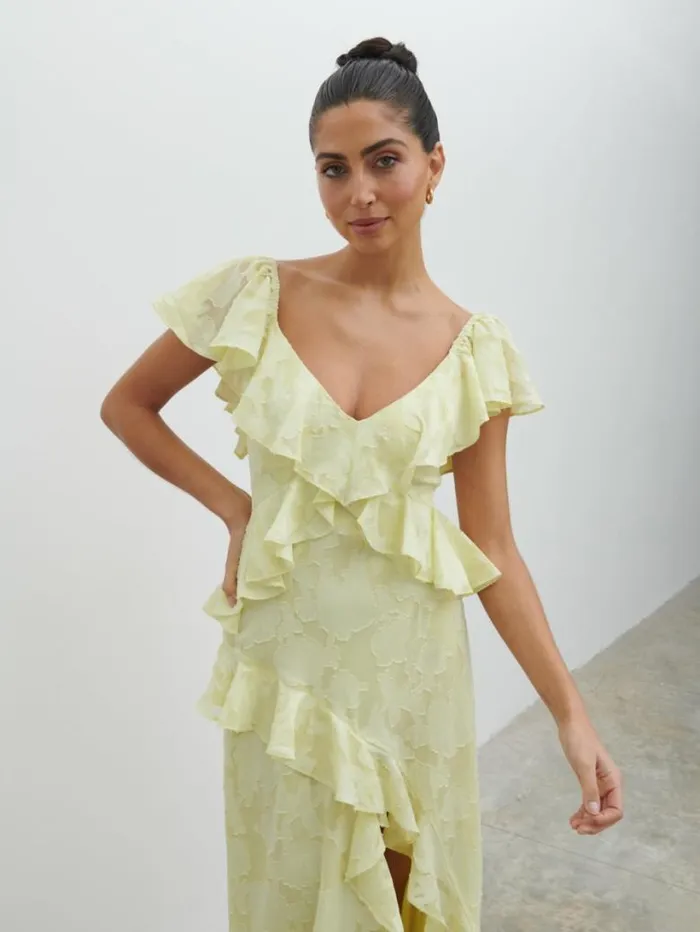 Pretty Lavish Dresses Women Eloise Ruffle Midaxi Dress Yellow