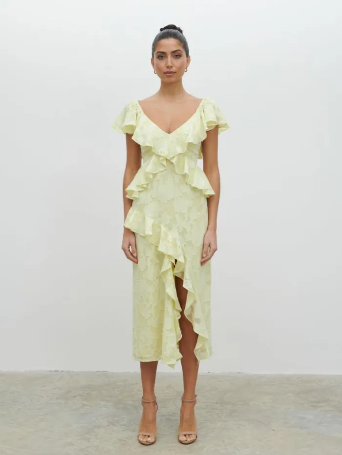 Pretty Lavish Dresses Women Eloise Ruffle Midaxi Dress Yellow