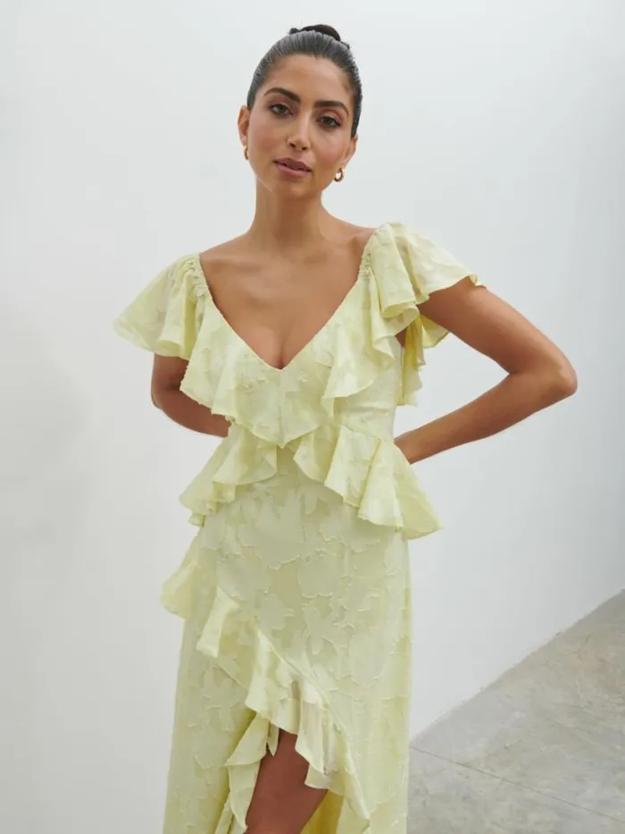 Pretty Lavish Dresses Women Eloise Ruffle Midaxi Dress Yellow