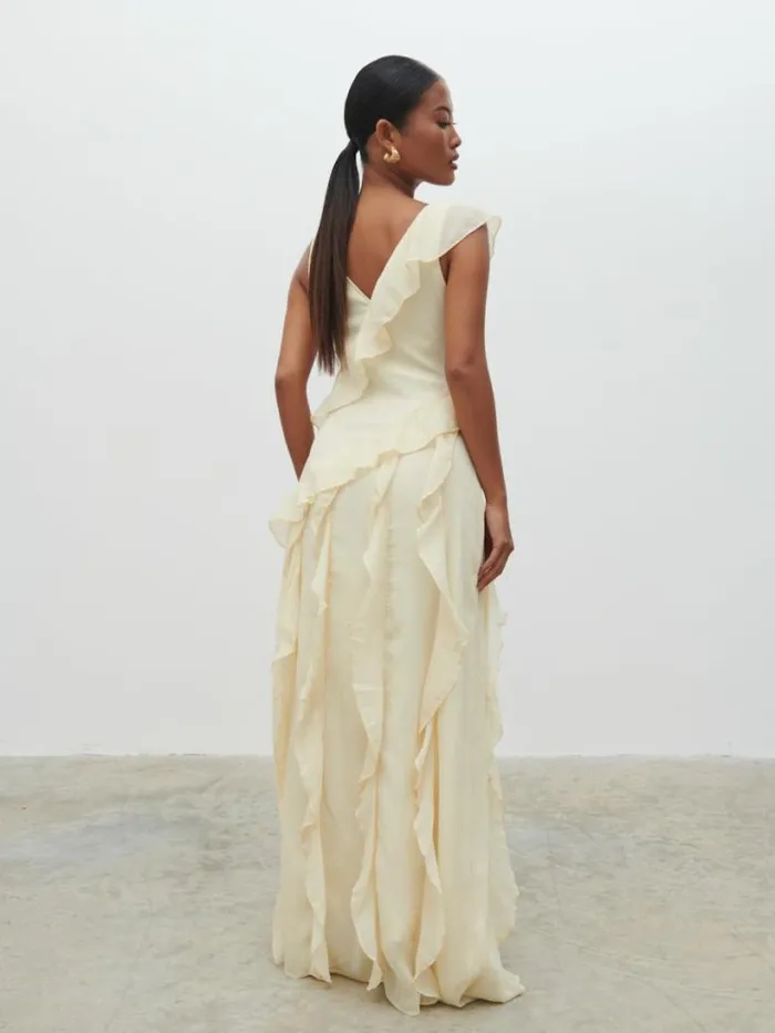 Pretty Lavish Dresses Women Faye Ruffle Maxi Dress Yellow