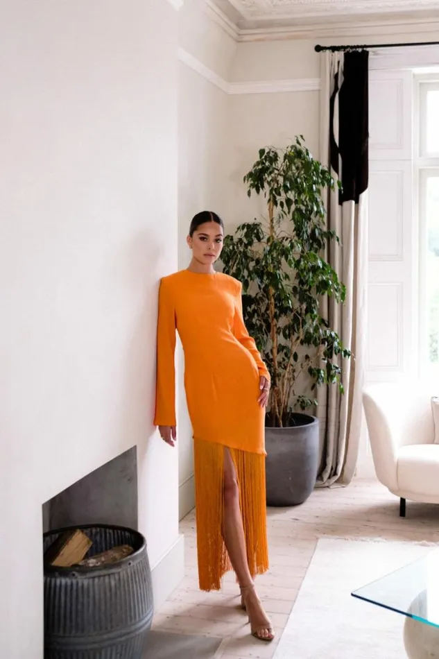 Pretty Lavish Dresses Women Francoise Fringed Maxi Dress Orange