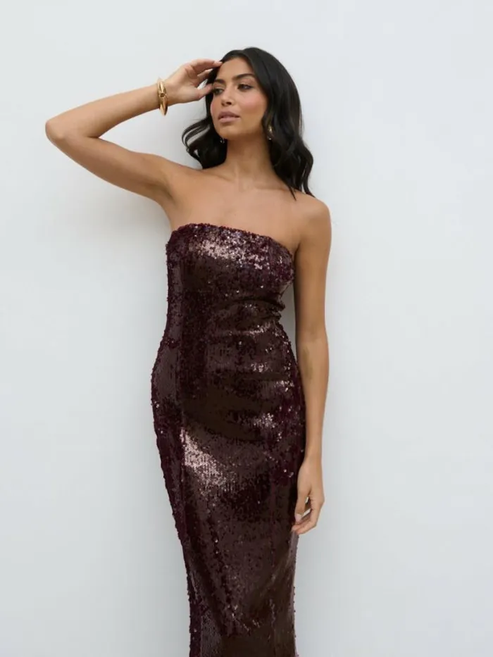 Pretty Lavish Dresses Women Gene Sequin Midaxi Dress Wine