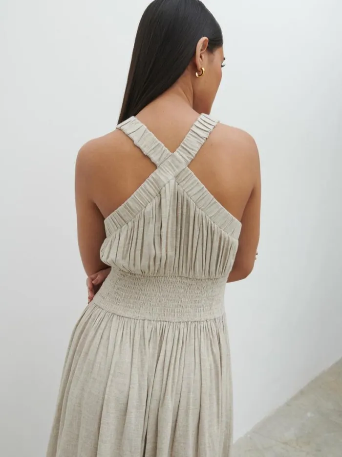 Pretty Lavish Dresses Women Hollie Shirred Maxi Dress Beige