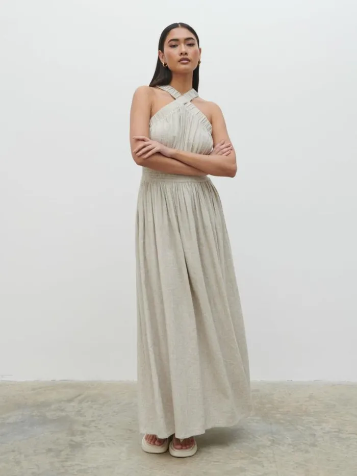 Pretty Lavish Dresses Women Hollie Shirred Maxi Dress Beige