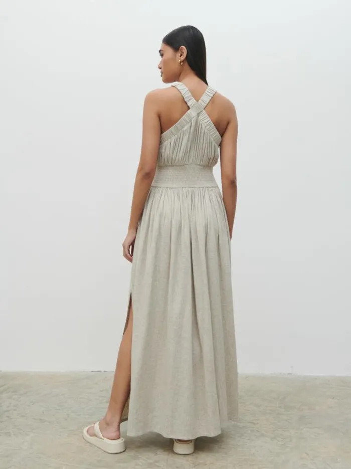 Pretty Lavish Dresses Women Hollie Shirred Maxi Dress Beige