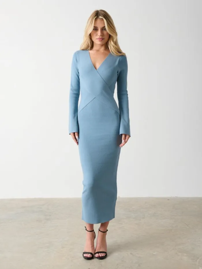 Pretty Lavish Dresses Women Jacklin Wrap Midaxi Dress Dusty Blue
