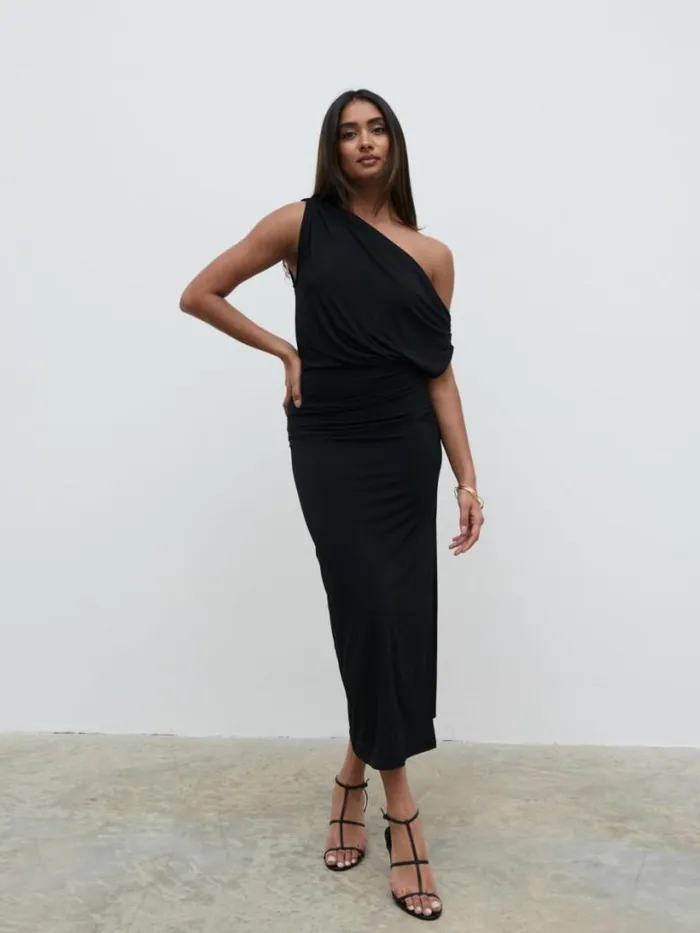 Pretty Lavish Dresses Women Janece Asymmetric Jersey Dress Black
