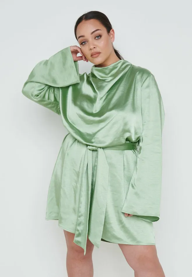 Pretty Lavish Dresses Women Jayda Cowl Neck Dress Curve Olive