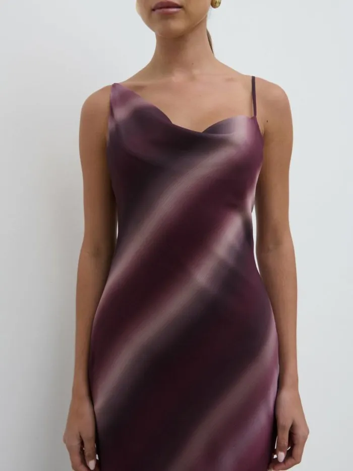 Pretty Lavish Dresses Women Keisha Asymmetric Cowl Maxi Dress Wine Ombre