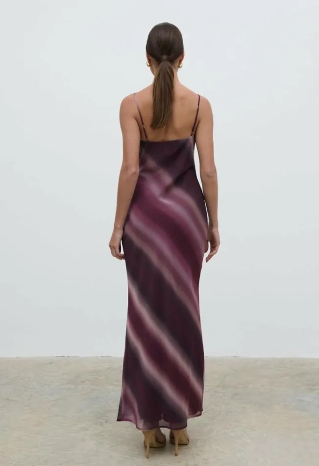 Pretty Lavish Dresses Women Keisha Asymmetric Cowl Maxi Dress Wine Ombre