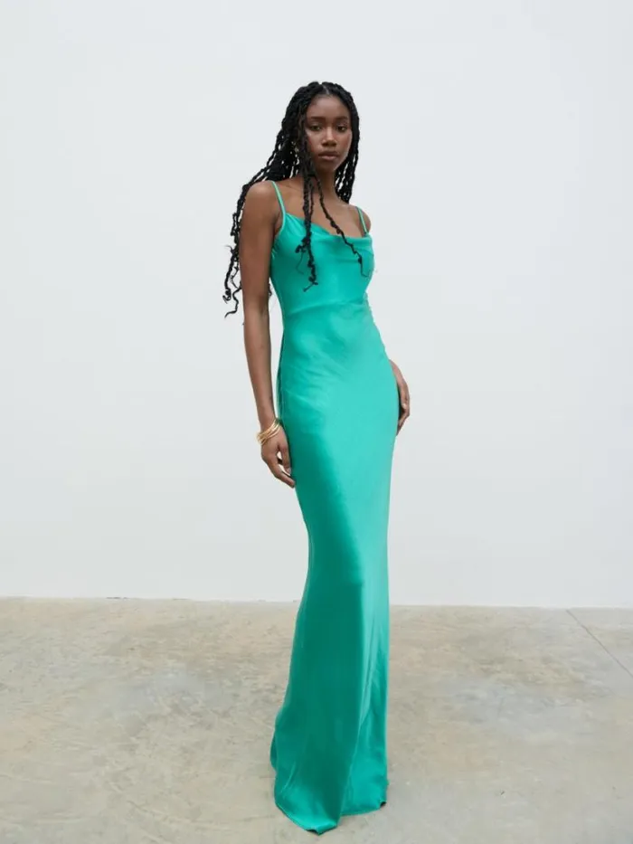 Pretty Lavish Dresses Women Keisha Satin Maxi Dress Green