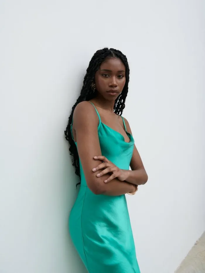 Pretty Lavish Dresses Women Keisha Satin Maxi Dress Green