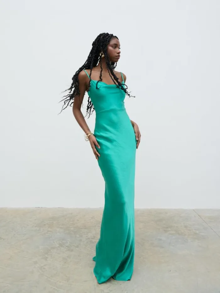 Pretty Lavish Dresses Women Keisha Satin Maxi Dress Green