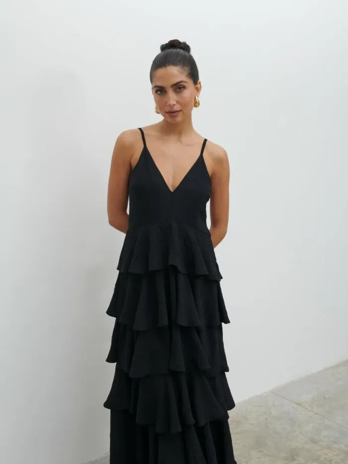 Pretty Lavish Dresses Women Lissy Textured Maxi Dress Black