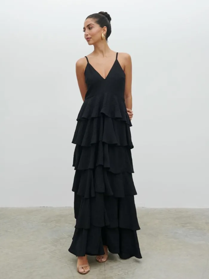 Pretty Lavish Dresses Women Lissy Textured Maxi Dress Black
