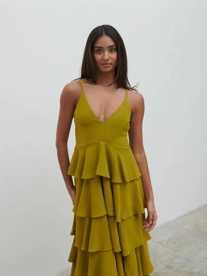 Pretty Lavish Dresses Women Lissy Textured Maxi Dress Green