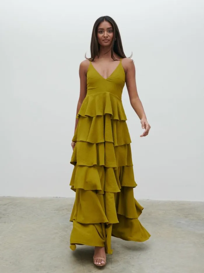 Pretty Lavish Dresses Women Lissy Textured Maxi Dress Green