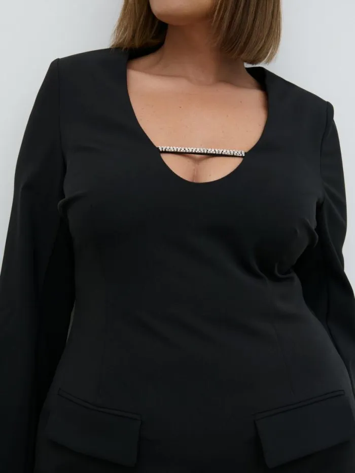 Pretty Lavish Dresses Women Lou Embellished Trim Mini Dress Curve Black