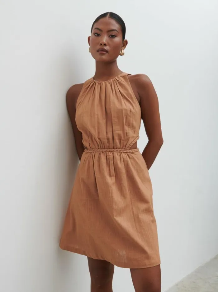 Pretty Lavish Dresses Women Melody Cut Out Mini Dress Brown