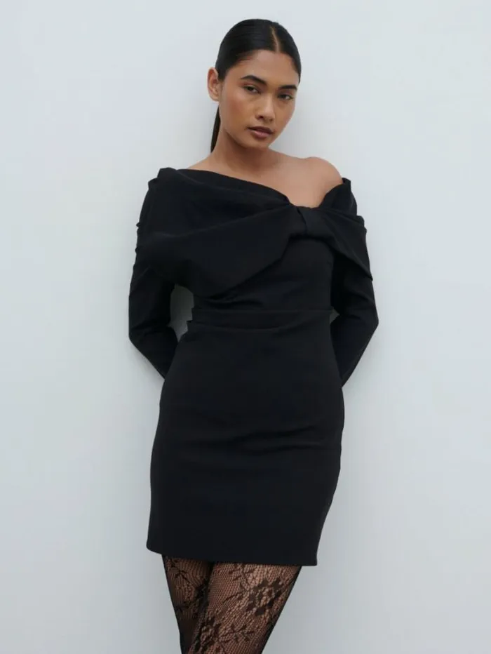 Pretty Lavish Dresses Women Naomi Exaggerated Bow Mini Dress Black